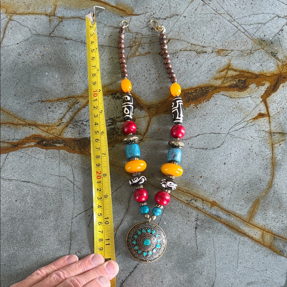 Bohemian Beaded Necklace with Pendant